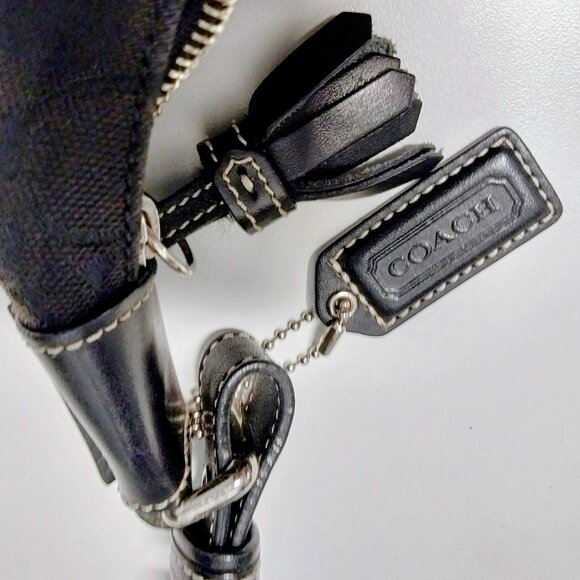 COACH Y2K BLACK JACQUARD SIGNATURE SOHO HOBO SHOULDER BAG, PURSE - Picture 6 of 10